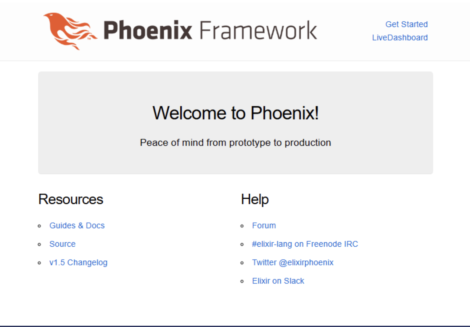 Phoenix Welcome Page